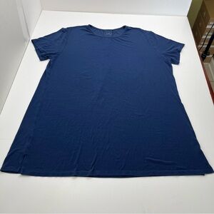 Cozy Earth Women Bamboo Rib-Knit Boyfriend Sleep Dress Navy Blue XL *TINY FLAW‎